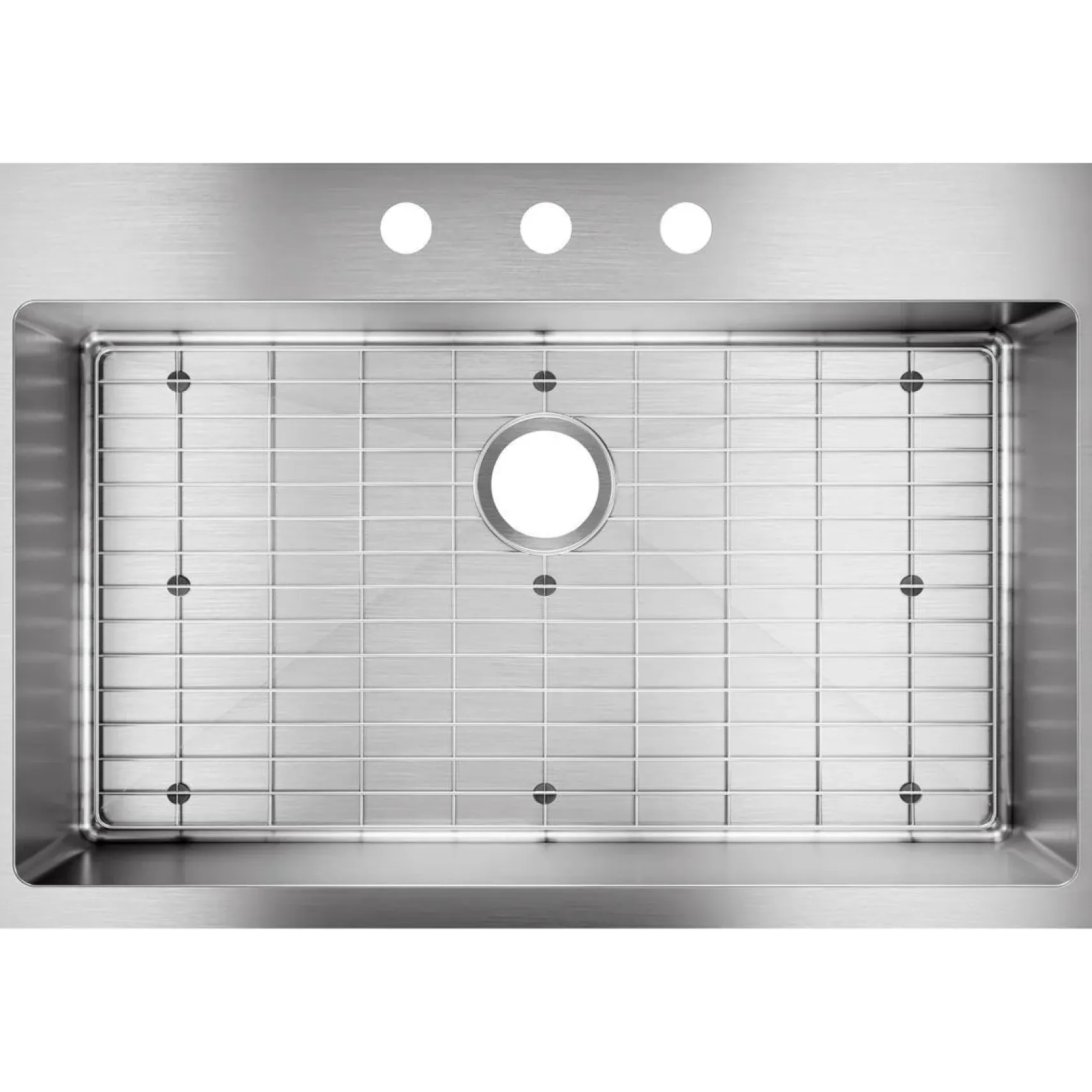 Elkay Crosstown 33" Stainless Steel Kitchen Sink Kit, Polished Satin, 3 Faucet Hole, ECTSRS33229TBG3