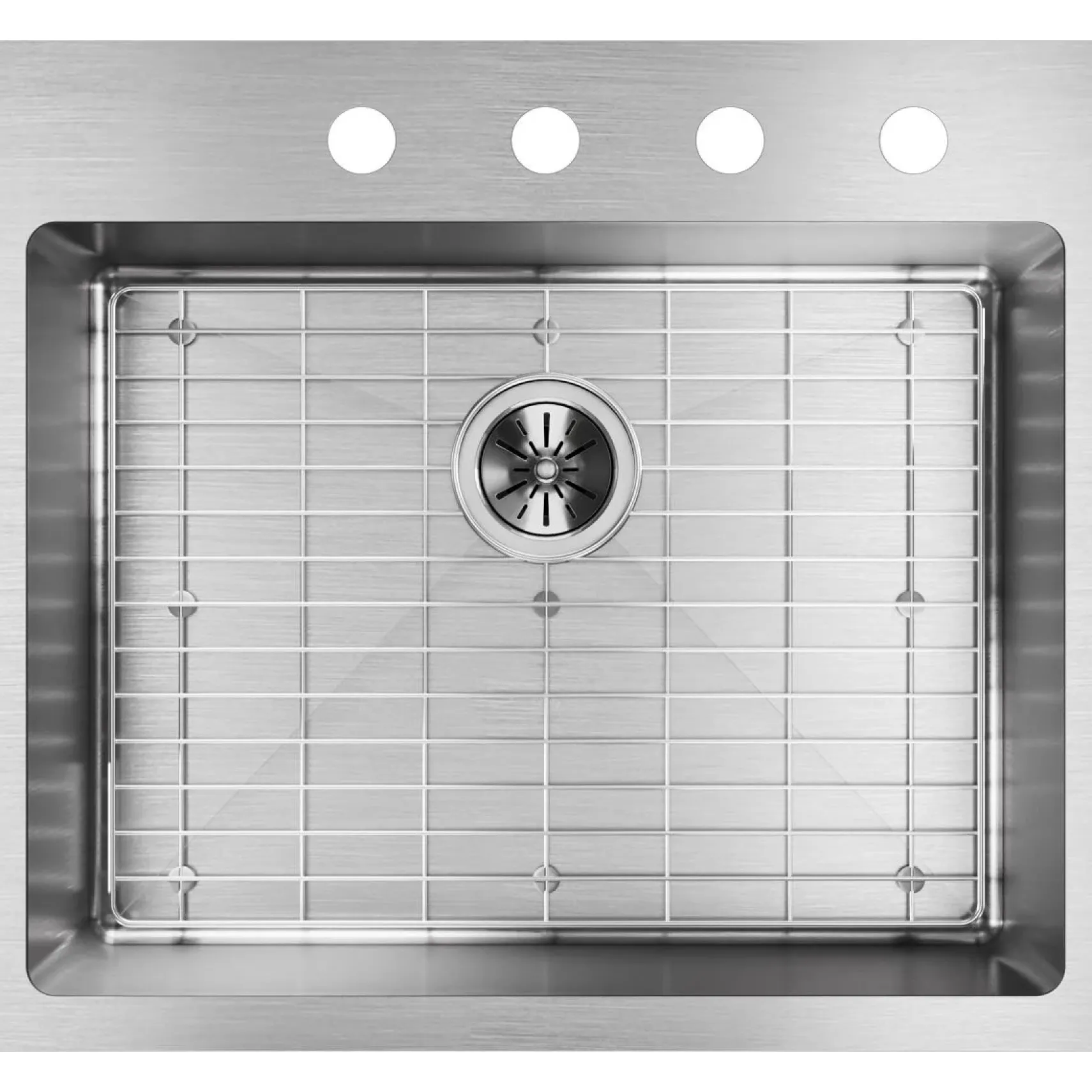 Elkay Crosstown 25" Stainless Steel Kitchen Sink Kit, Polished Satin, 4 Faucet Hole, ECTSR25229TBG4
