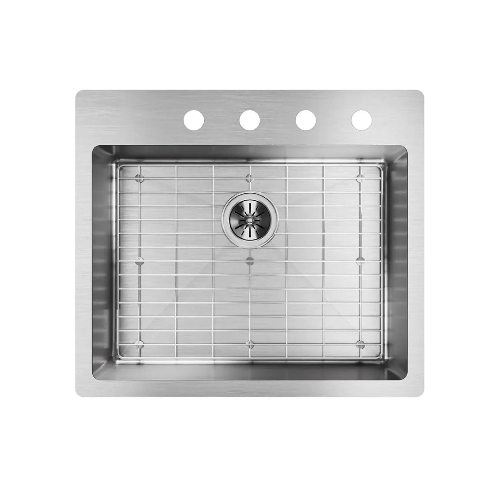 Elkay Crosstown 25" Stainless Steel Kitchen Sink Kit, Polished Satin, 4 Faucet Hole, ECTSR25229TBG4
