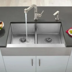 Elkay Crosstown 36" Stainless Steel Farmhouse Kitchen Sink, 50/50 Double Bowl, 18 Gauge, Polished Satin, ECTRUFA32179