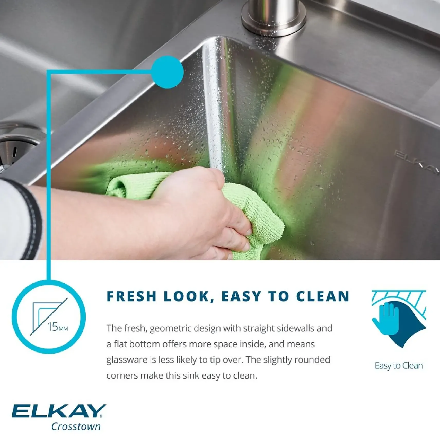 Elkay Crosstown 36" Stainless Steel Farmhouse Kitchen Sink, 50/50 Double Bowl, 18 Gauge, Polished Satin, ECTRUFA32179