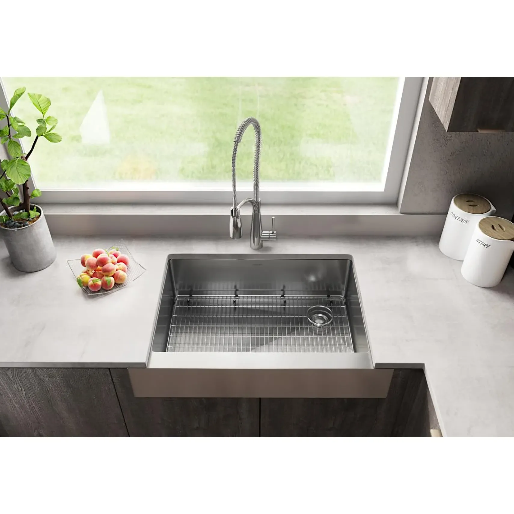 Elkay Crosstown 36" Stainless Steel Farmhouse Kitchen Sink, 18 Gauge, Polished Satin, ECTRUF30179RC