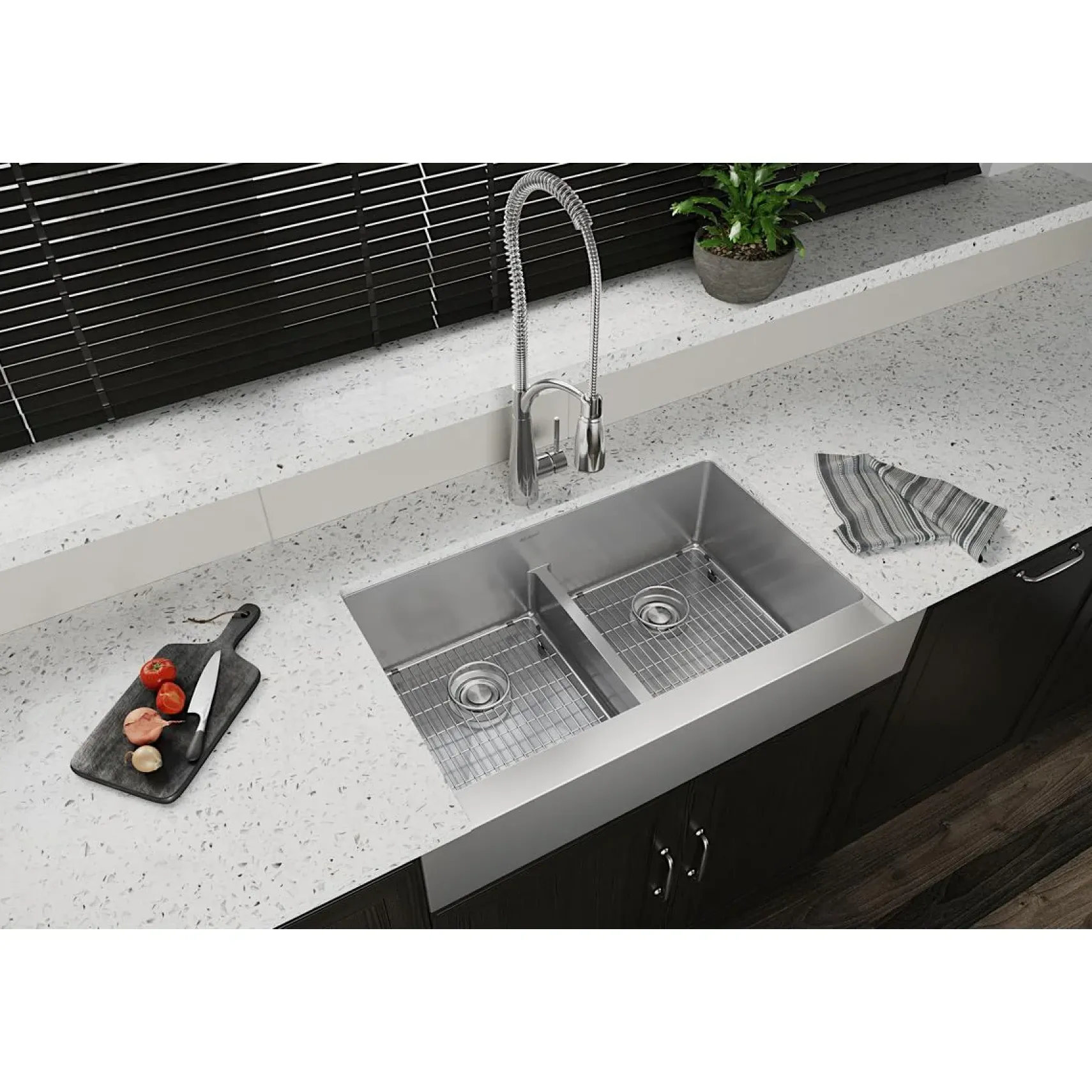 Elkay Crosstown 36" Stainless Steel Farmhouse Kitchen Sink, 50/50 Double Bowl, 18 Gauge, Polished Satin, ECTRUFA32179C