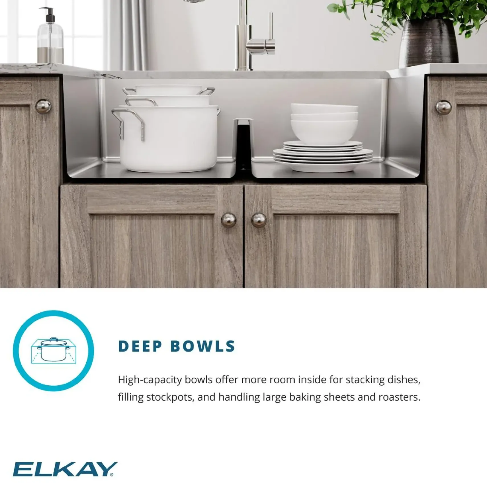 Elkay Crosstown 32" Undermount Stainless Steel Workstation Kitchen Sink with Faucet, 50/50 with Aqua Divide Double Bowl, Polished Satin, 18 Gauge, ECTRUA31169TFCW