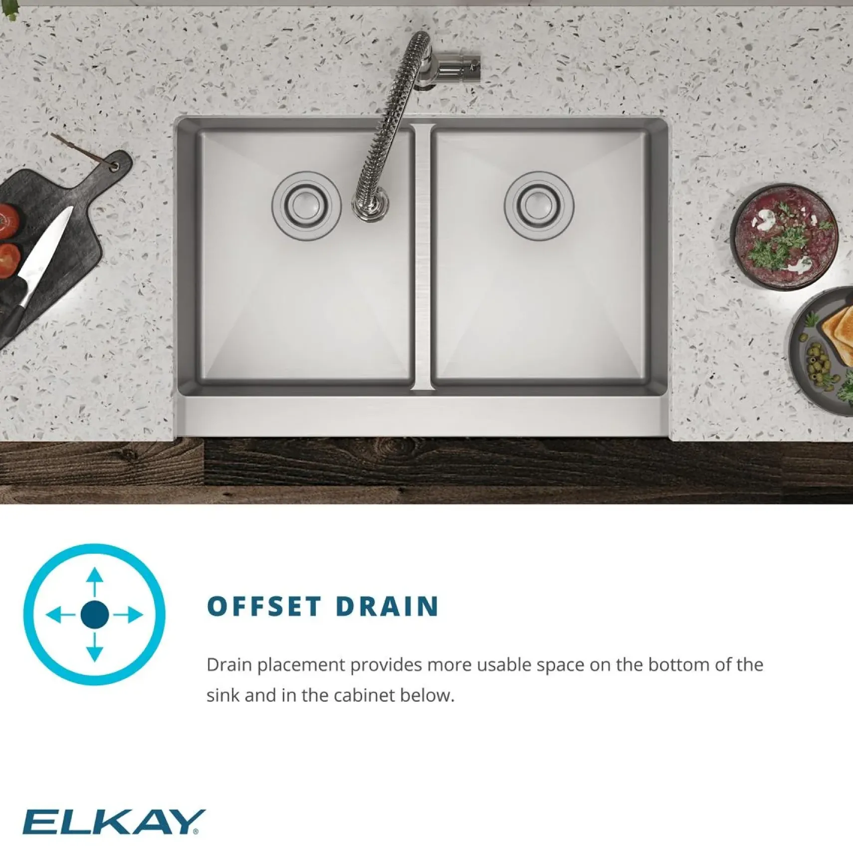 Elkay Crosstown 32" Undermount Stainless Steel Workstation Kitchen Sink with Faucet, 50/50 with Aqua Divide Double Bowl, Polished Satin, 18 Gauge, ECTRUA31169TFCW