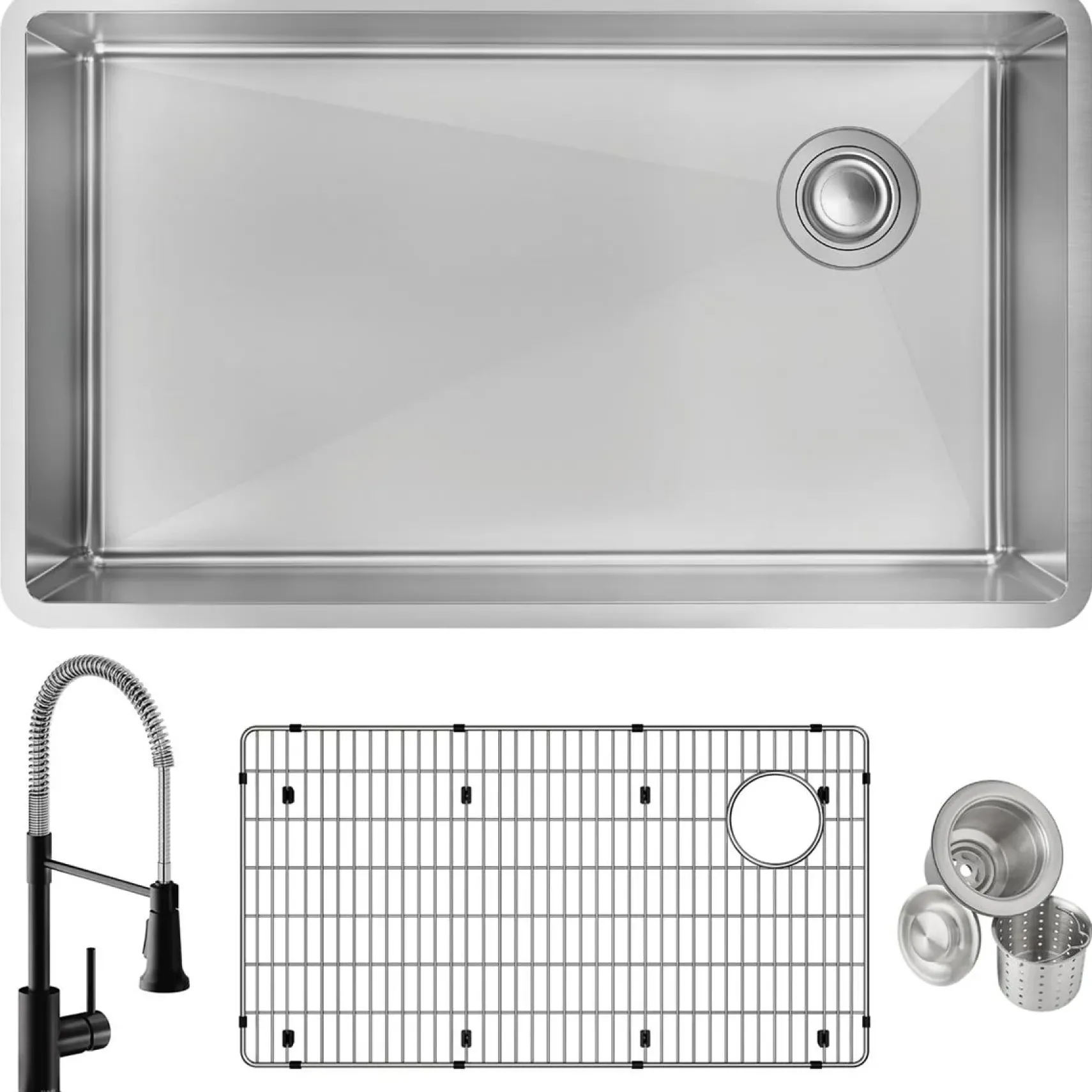 Elkay Crosstown 32" Undermount Stainless Steel Kitchen Sink with Faucet, Polished Satin, 18 Gauge, ECTRU30179RTFBC