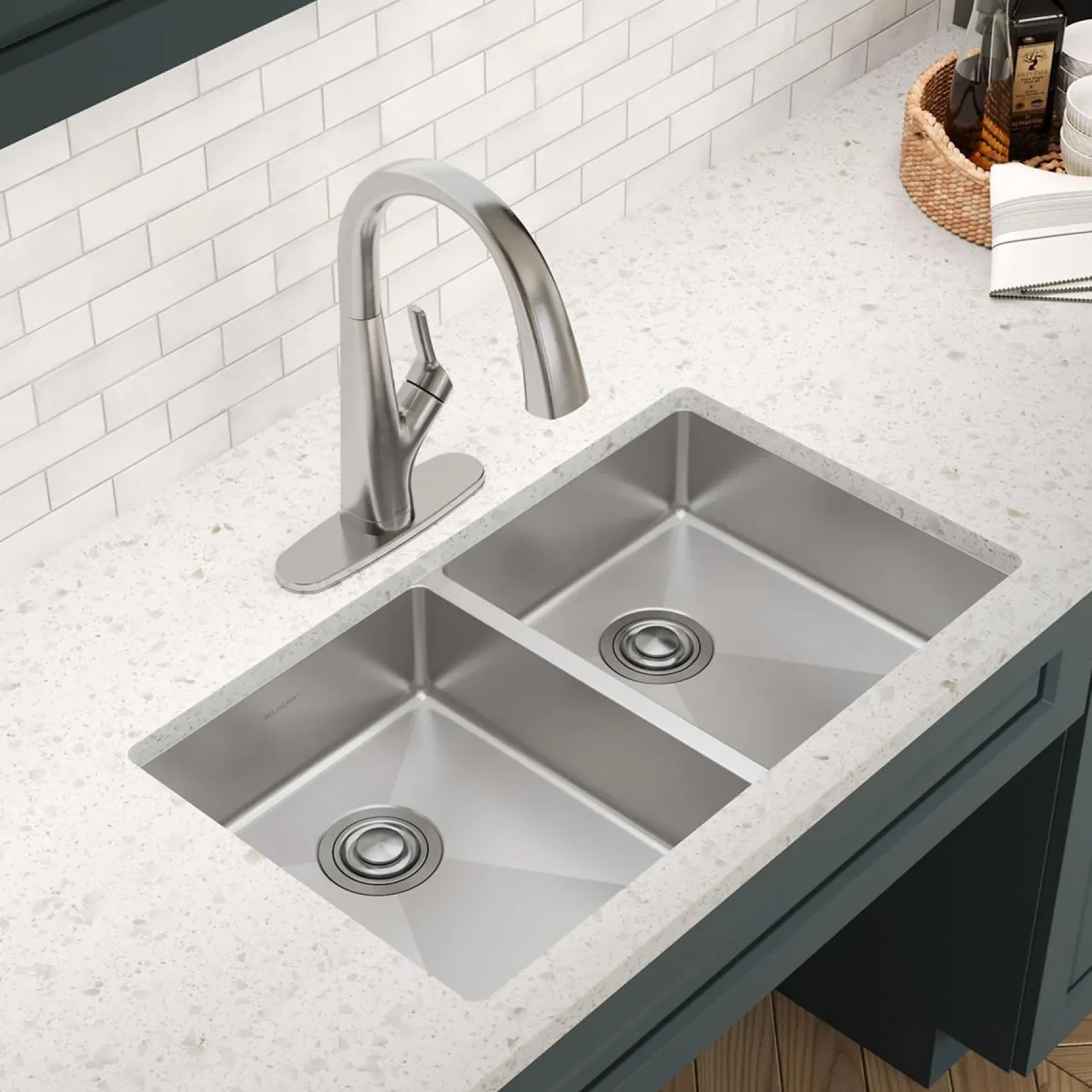 Elkay Crosstown 32" Undermount Stainless Steel ADA Kitchen Sink, 50/50 Double Bowl, Polished Satin, 18 Gauge, ECTRUAD311755