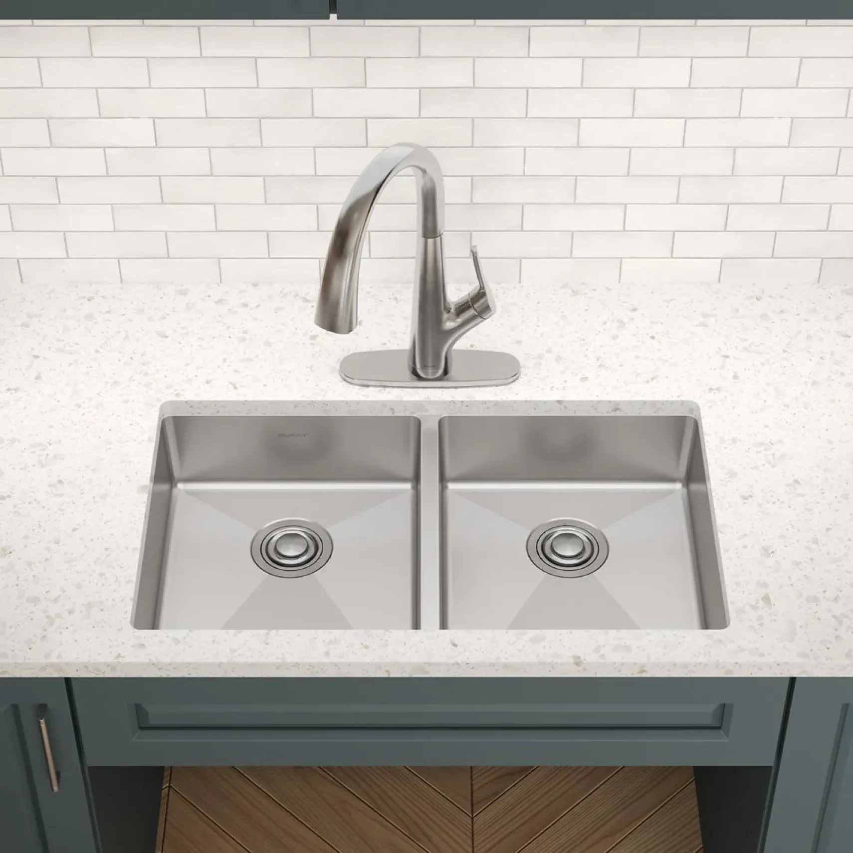 Elkay Crosstown 32" Undermount Stainless Steel ADA Kitchen Sink, 50/50 Double Bowl, Polished Satin, 18 Gauge, ECTRUAD311755