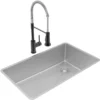Elkay Crosstown 32" Undermount Stainless Steel Kitchen Sink with Faucet, Polished Satin, 18 Gauge, ECTRU30179RTFMC