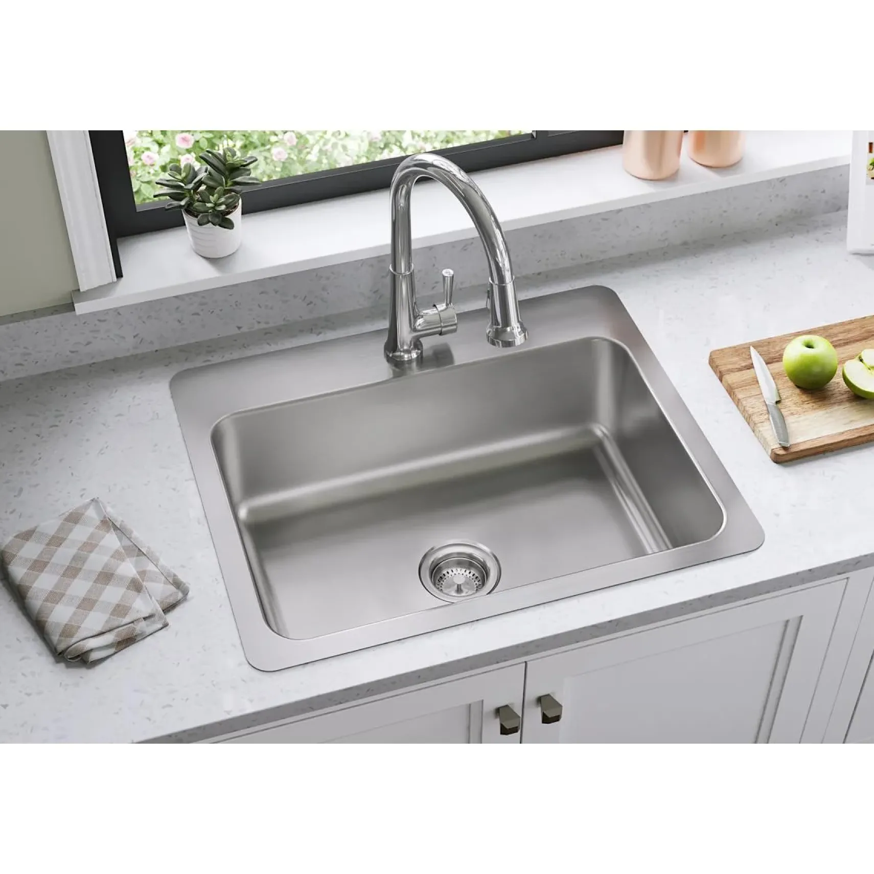 Elkay Dayton 27" Stainless Steel Kitchen Sink, 18 Gauge, Elite Satin, 1 Faucet Hole, DSESR127221