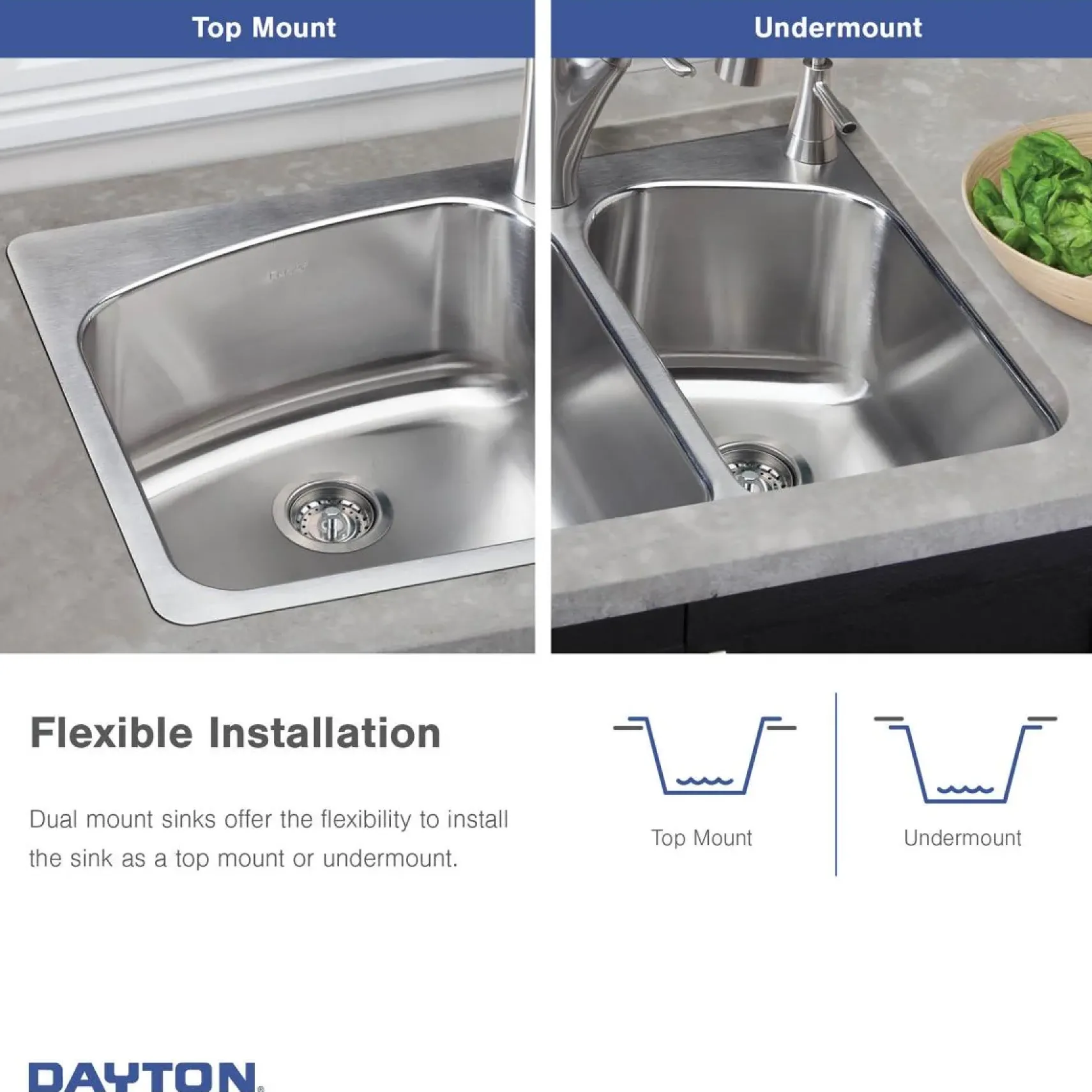 Elkay Dayton 27" Stainless Steel Kitchen Sink, 18 Gauge, Elite Satin, 1 Faucet Hole, DSESR127221