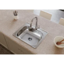 Elkay Dayton 25" Stainless Steel Kitchen Sink, Satin, 1 Faucet Hole, D125211