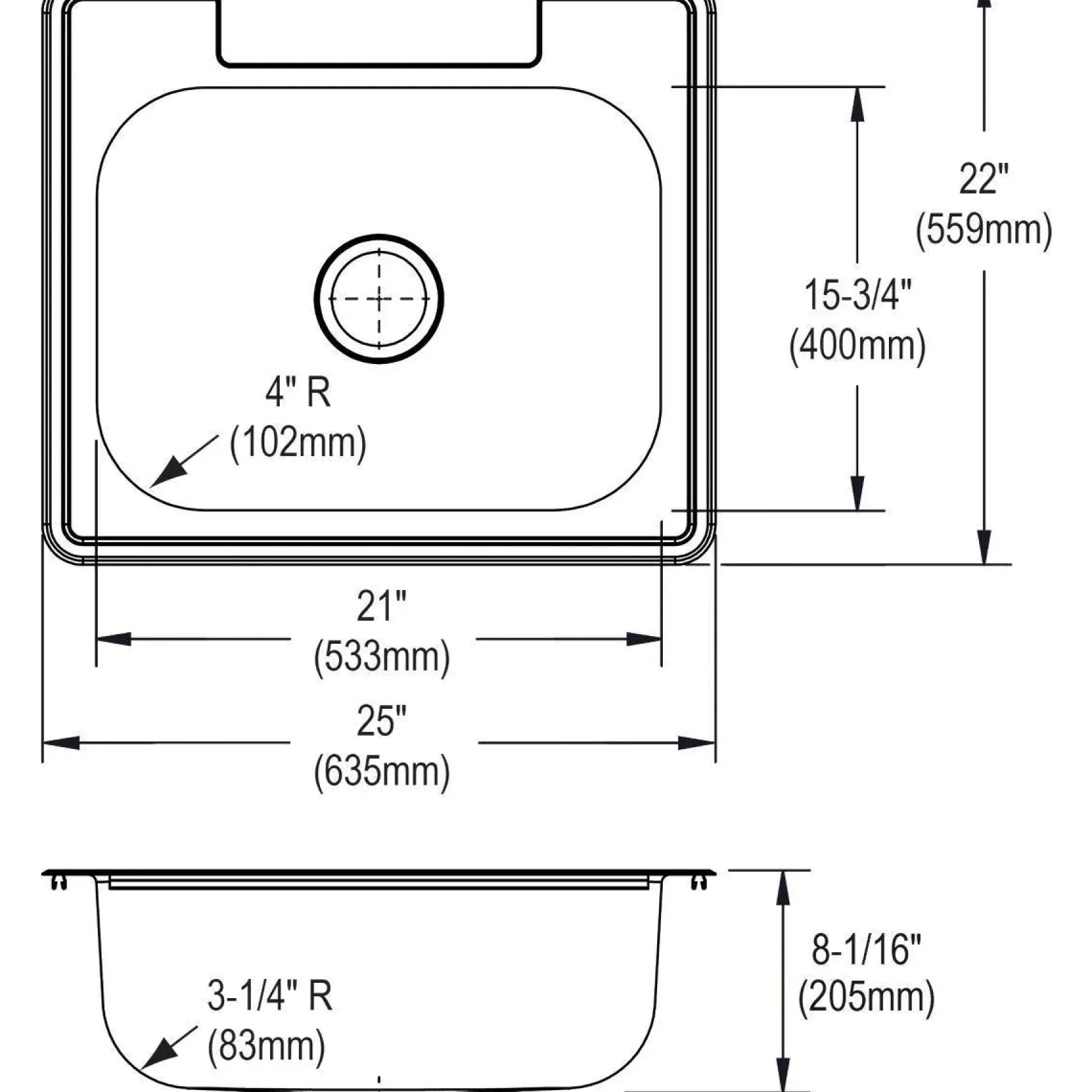 Elkay Dayton 25" Stainless Steel Kitchen Sink, 20 Gauge, Elite Satin, 1 Faucet Hole, DSE125221