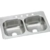 Elkay Dayton 33" Stainless Steel Kitchen Sink, 50/50 Double Bowl, 20 Gauge, Elite Satin, 3 Faucet Hole, DSE233213