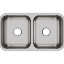 Elkay Dayton 32" Undermount Stainless Steel Kitchen Sink, 50/50 Double Bowl, 18 Gauge, Radiant Satin, DXUH3118