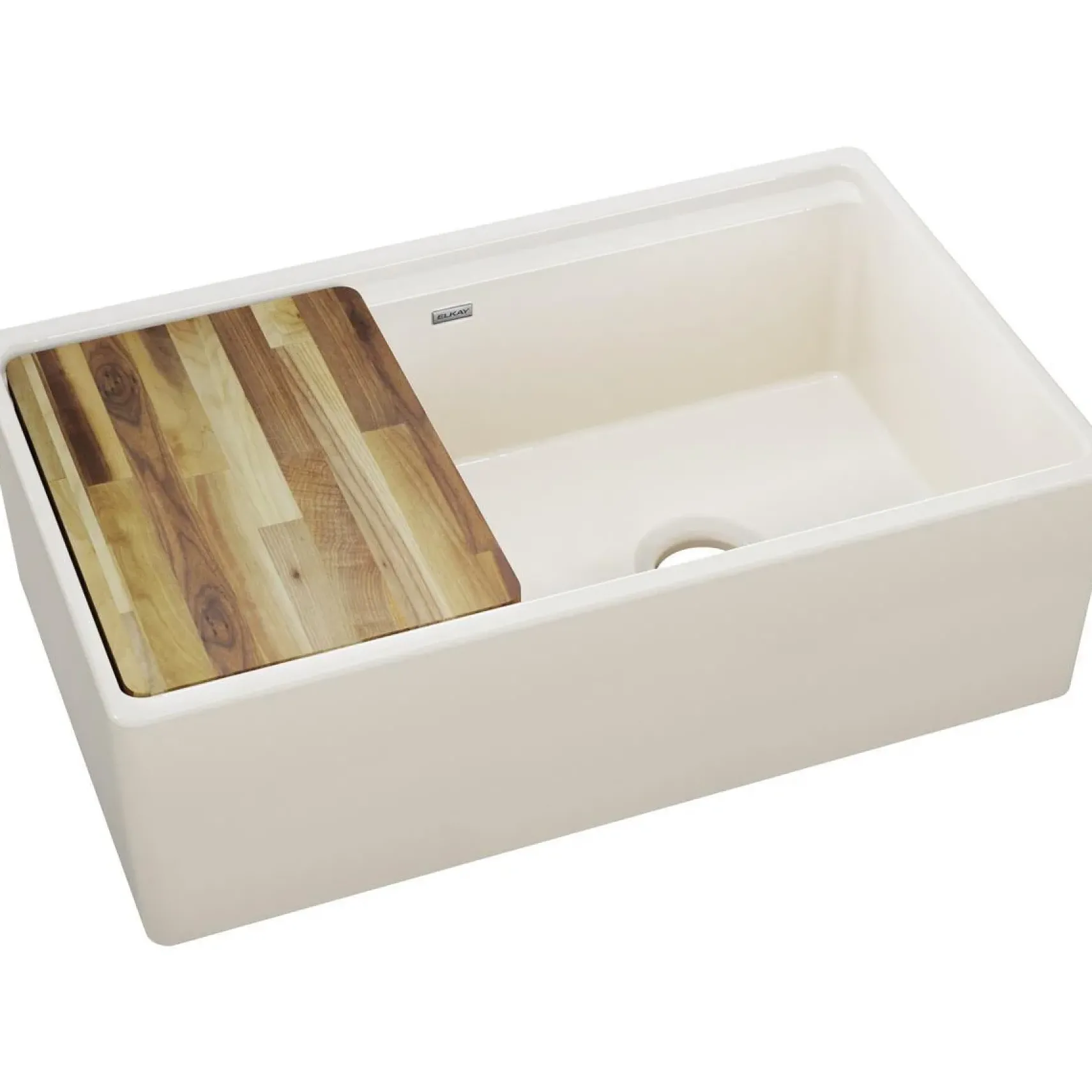 Elkay 33" Fireclay Farmhouse Kitchen Sink, 40/60 Double Bowl, Biscuit, SWUF3320BI