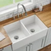 Elkay 33" Fireclay Farmhouse Kitchen Sink, 50/50 Double Bowl, White, SWUF32189WH