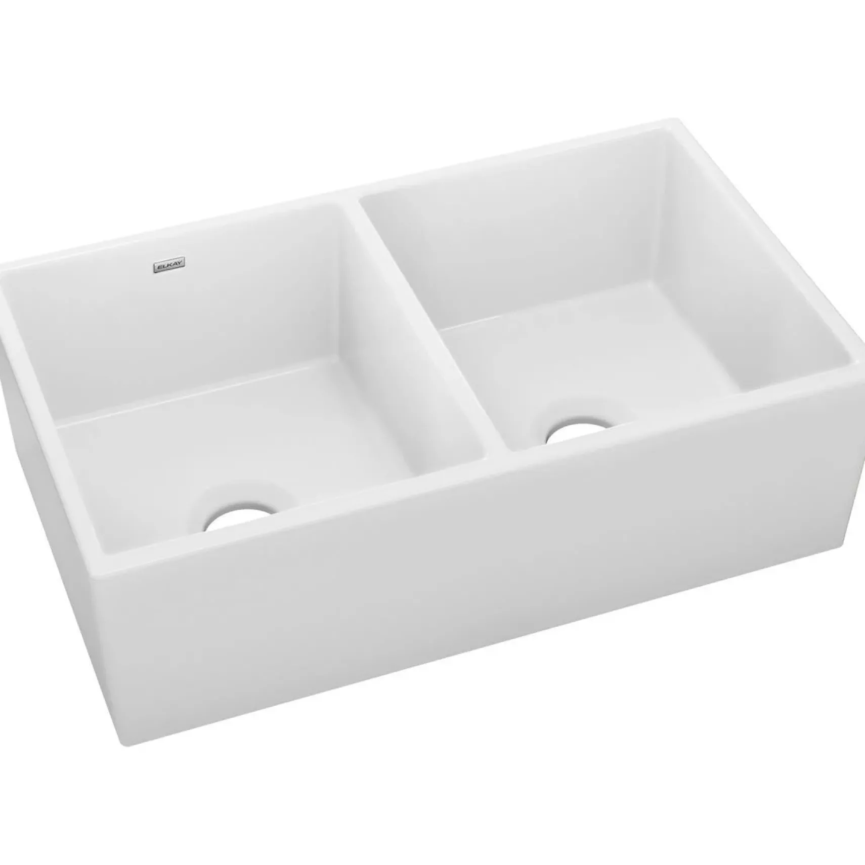 Elkay 33" Fireclay Farmhouse Kitchen Sink, 50/50 Double Bowl, White, SWUF32189WH