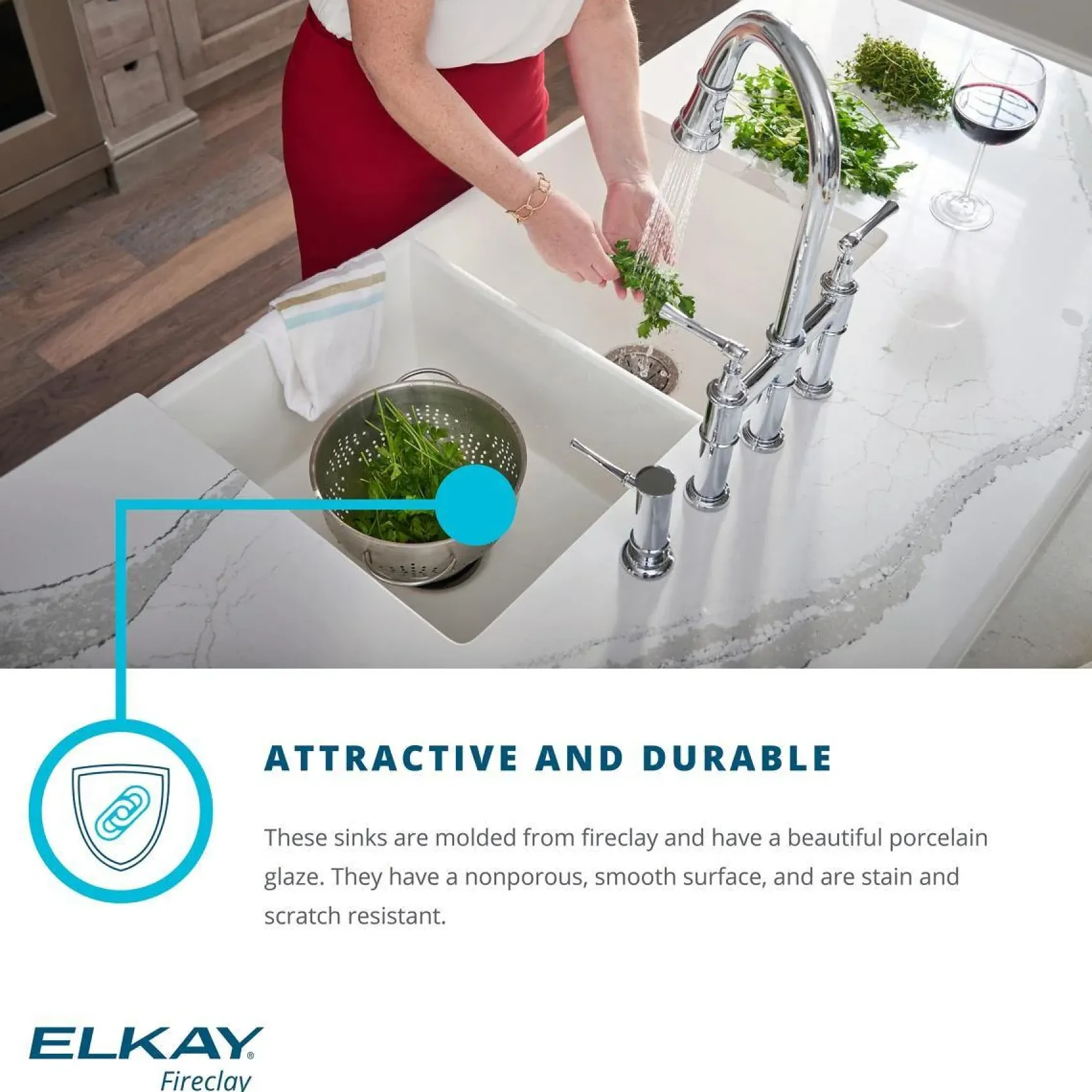 Elkay 30" Fireclay Farmhouse Kitchen Sink, Biscuit, SWUF28179BI
