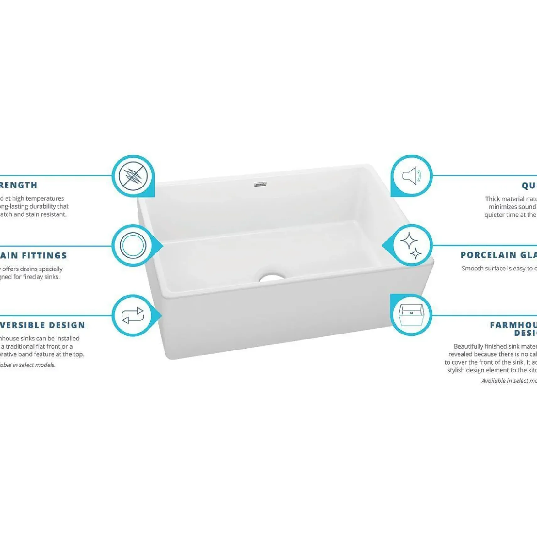 Elkay 30" Fireclay Farmhouse Kitchen Sink, Biscuit, SWUF28179BI