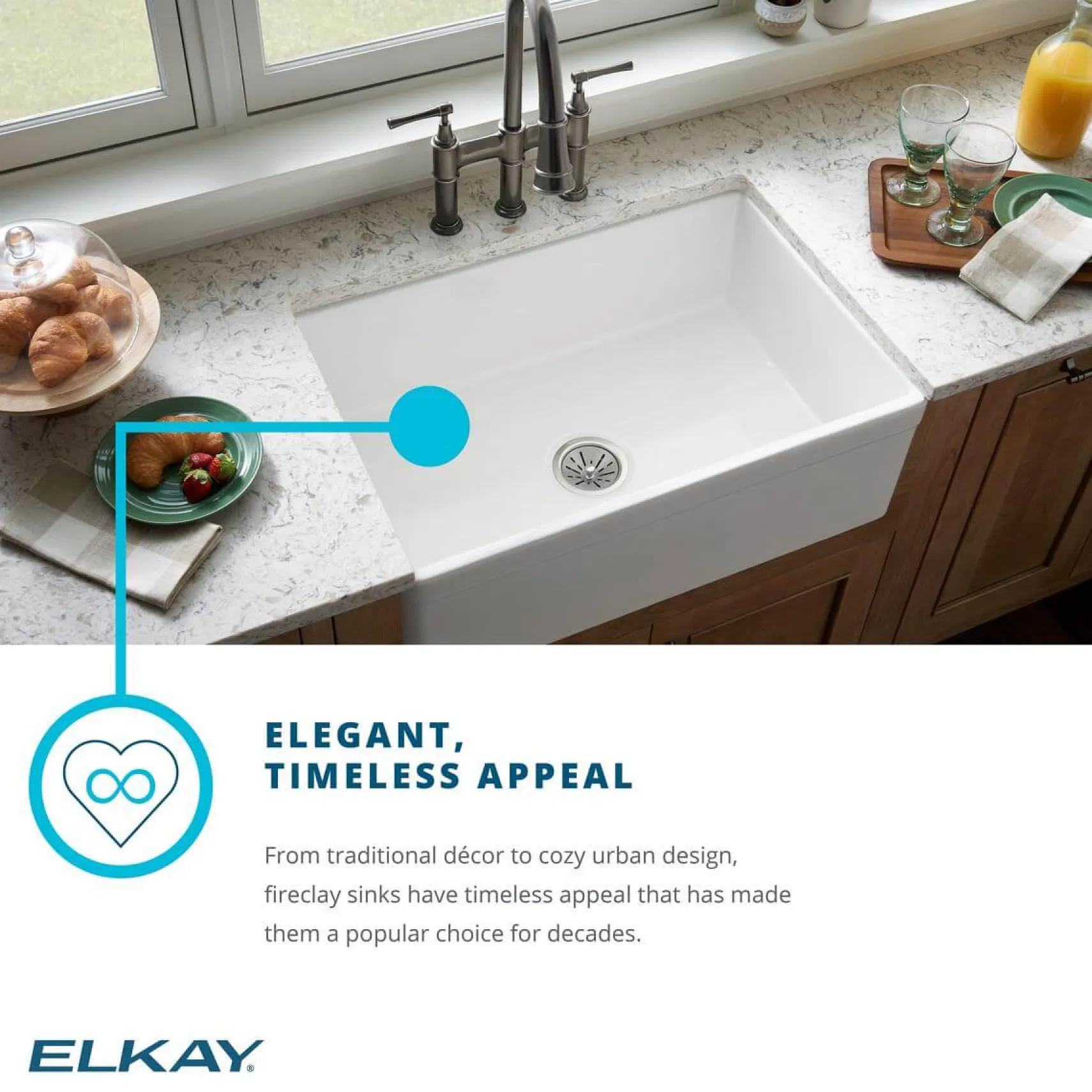 Elkay 30" Fireclay Farmhouse Sink Kit with Faucet, Single Bowl Matte Gray, SWUF28179MGFLC