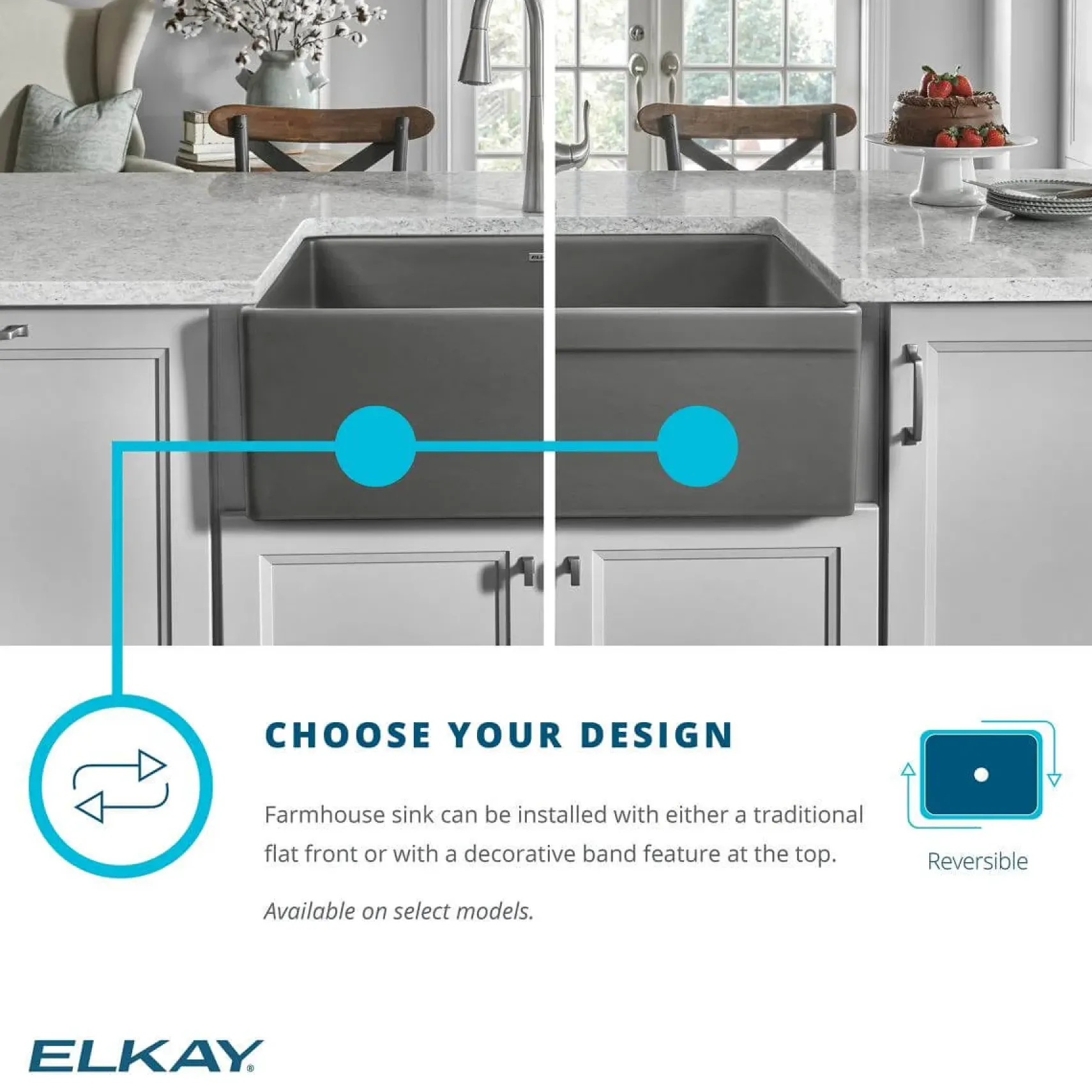 Elkay 30" Fireclay Farmhouse Sink Kit with Faucet, Single Bowl Matte Gray, SWUF28179MGFLC