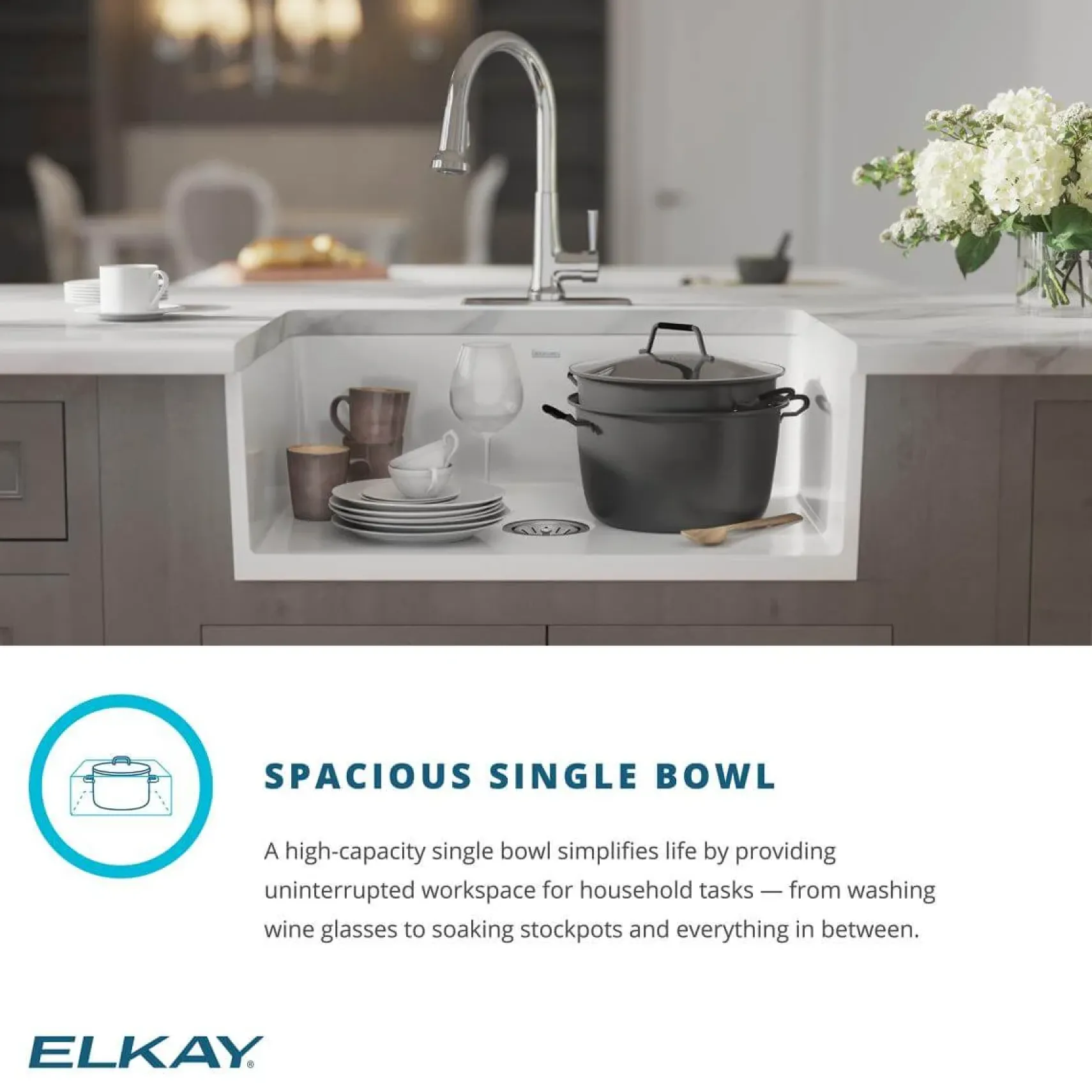 Elkay 30" Fireclay Farmhouse Sink Kit with Faucet, Single Bowl Matte Gray, SWUF28179MGFLC
