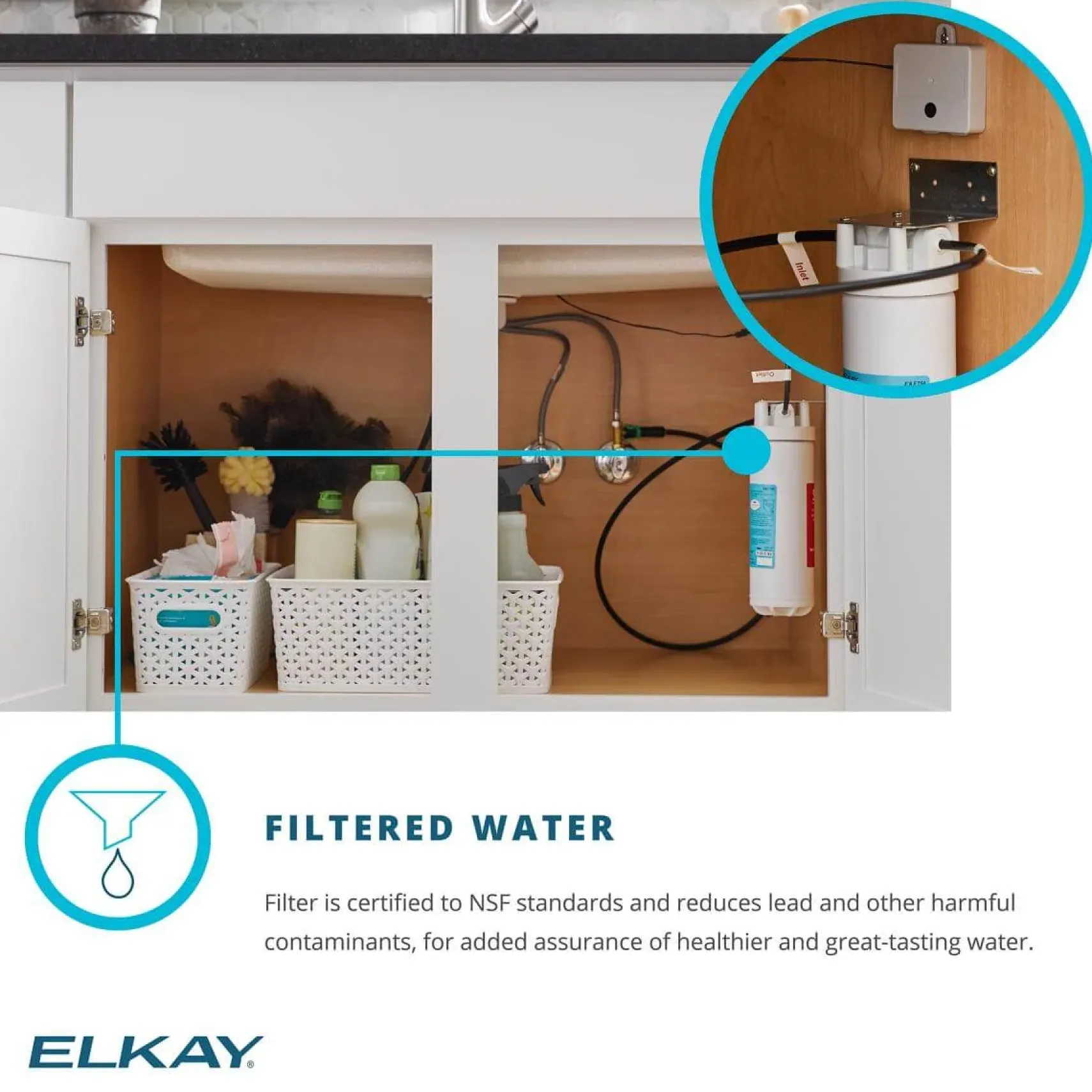Elkay 30" Fireclay Farmhouse Sink Kit with Faucet, Single Bowl Matte Gray, SWUF28179MGFLC