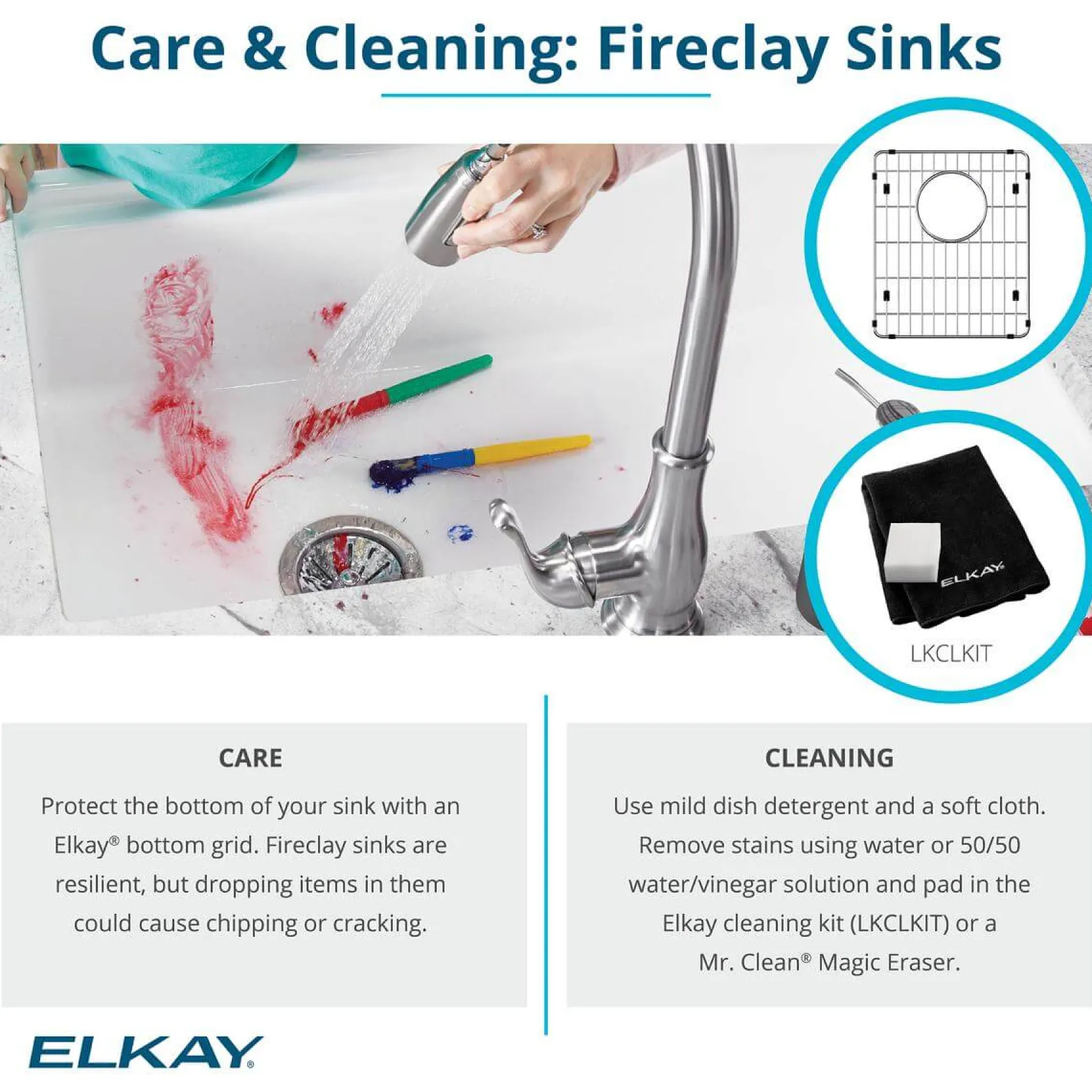 Elkay 30" Fireclay Farmhouse Sink Kit with Faucet, Single Bowl Matte Gray, SWUF28179MGFLC