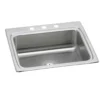 Elkay Lustertone Classic 25" Drop In/Topmount Stainless Steel Kitchen Sink, Lustrous Satin, 3 Faucet Holes, Perfect Drain, LR2522PD3