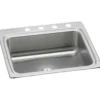 Elkay Lustertone Classic 25" Drop In/Topmount Stainless Steel Kitchen Sink, Lustrous Satin, 4 Faucet Holes, Perfect Drain, LR2522PD4