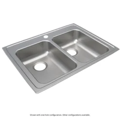 Elkay Lustertone Classic 29" Drop In/Topmount Stainless Steel ADA Kitchen Sink, 50/50 Double Bowl, Lustrous Satin, 3 Faucet Holes, LRAD2922653