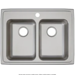 Elkay Lustertone Classic 29" Drop In/Topmount Stainless Steel ADA Kitchen Sink, 50/50 Double Bowl, Lustrous Satin, 3 Faucet Holes, LRAD2922553