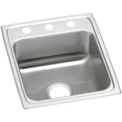Elkay Lustertone Classic 17" Drop In/Topmount Stainless Steel ADA Kitchen Sink, Lustrous Satin, No Faucet Hole, LRAD1720500