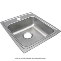 Elkay Lustertone Classic 17" Drop In/Topmount Stainless Steel ADA Kitchen Sink, Lustrous Satin, 1 Faucet Hole, LRAD1720601
