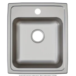 Elkay Lustertone Classic 17" Drop In/Topmount Stainless Steel ADA Kitchen Sink, Lustrous Satin, 1 Faucet Hole, LRAD1720601