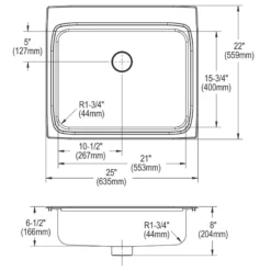 Elkay Lustertone Classic 25" Drop In/Topmount Stainless Steel ADA Kitchen Sink, Lustrous Satin, 4 Faucet Holes, Perfect Drain, LRAD252265PD4