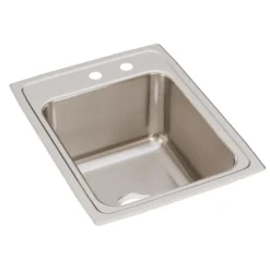 Elkay Lustertone Classic 17" Drop In/Topmount Stainless Steel Kitchen Sink, Lustrous Satin, MR2 Faucet Holes, DLR172210MR2