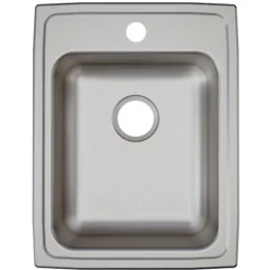 Elkay Lustertone Classic 17" Drop In/Topmount Stainless Steel ADA Kitchen Sink, Lustrous Satin, 2 Faucet Holes, LRAD1722602