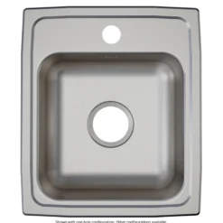 Elkay Lustertone Classic 15" Drop In/Topmount Stainless Steel ADA Kitchen Sink, Lustrous Satin, 2 Faucet Holes, LRAD1517602