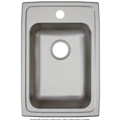 Elkay Lustertone Classic 15" Drop In/Topmount Stainless Steel ADA Kitchen Sink, Lustrous Satin, MR2 Faucet Holes, LRAD152255MR2