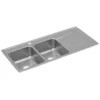 Elkay Lustertone Classic 48" Drop In/Topmount Stainless Steel Kitchen Sink, 50/50 Double Bowl, Lustrous Satin, Includes Drainboard, 1 Faucet Hole, ILR4822L1