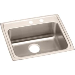 Elkay Lustertone Classic 25" Drop In/Topmount Stainless Steel ADA Kitchen Sink, Lustrous Satin, MR2 Faucet Holes, LRAD252160MR2