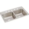 Elkay Lustertone Classic 29" Drop In/Topmount Stainless Steel Kitchen Sink, 50/50 Double Bowl, Lustrous Satin, 5 Faucet Holes, LR29185