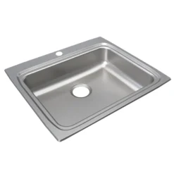 Elkay Lustertone Classic 25" Drop In/Topmount Stainless Steel ADA Kitchen Sink, Lustrous Satin, 2 Faucet Holes, LRAD2522602