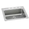 Elkay Lustertone Classic 25" Drop In/Topmount Stainless Steel ADA Kitchen Sink, Lustrous Satin, 5 Faucet Holes, Perfect Drain, LRAD252265PD5