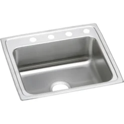 Elkay Lustertone Classic 22" Drop In/Topmount Stainless Steel Kitchen Sink, 4 Faucet Holes, LRQ22194