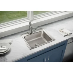 Elkay Lustertone Classic 22" Drop In/Topmount Stainless Steel Kitchen Sink, 4 Faucet Holes, LRQ22194
