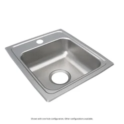 Elkay Lustertone Classic 15" Drop In/Topmount Stainless Steel ADA Kitchen Sink, Lustrous Satin, No Faucet Hole, LRAD1517650
