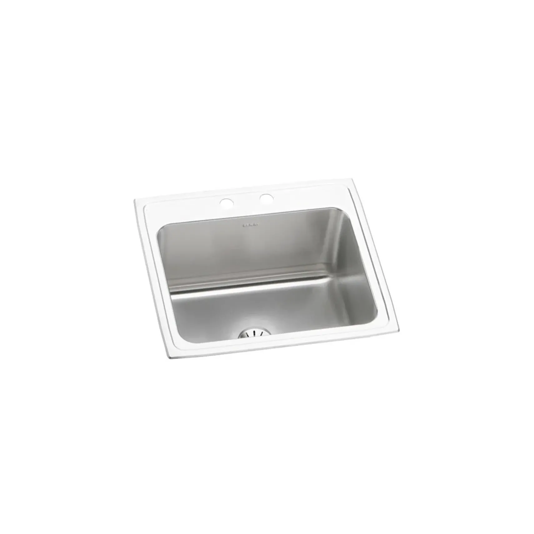 Elkay Lustertone Classic 25" Drop In/Topmount Stainless Steel Kitchen Sink, Lustrous Satin, 2 Faucet Holes, DLR252210PD2